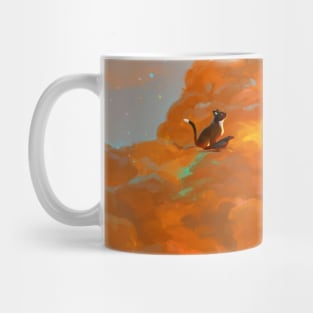 Black Cat and Raven in Autumn Sky (all over print) Mug